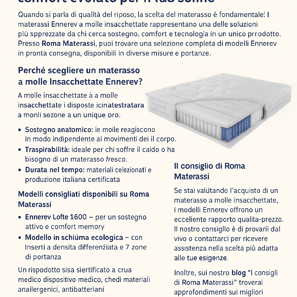 Ennerev materassi a molle insacchettate