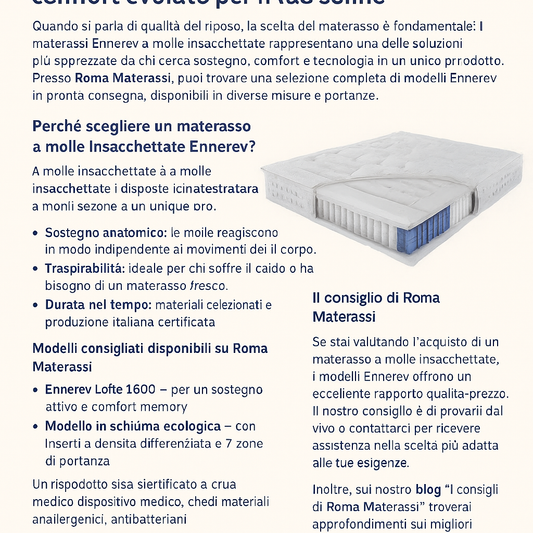 Ennerev materassi a molle insacchettate
